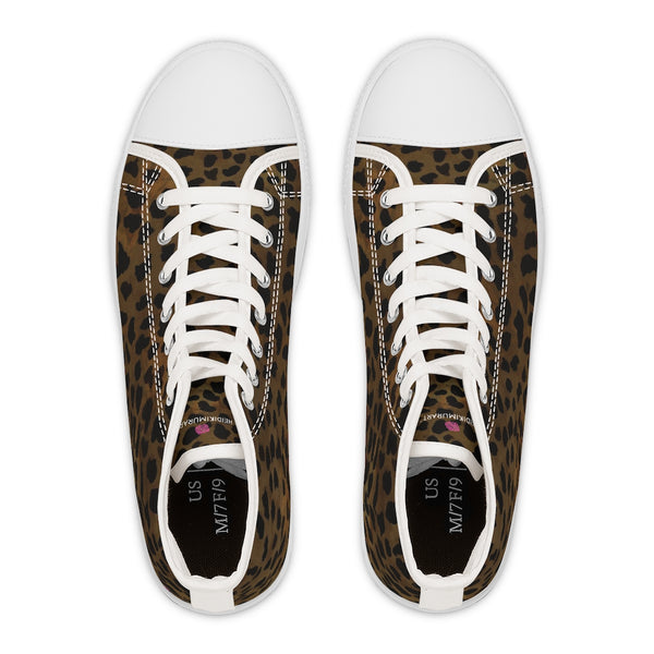 Brown Cheetah Print Ladies' High Tops, Best Women's High Top Sneakers