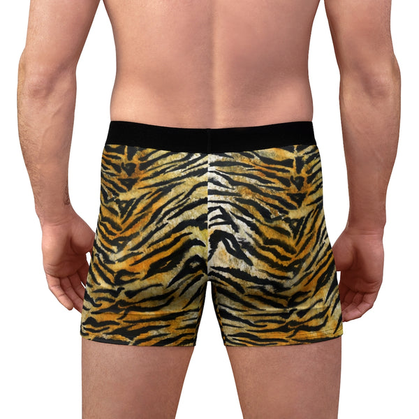 Orange Tiger Men's Boxer Briefs, Striped Animal Print Premium Quality Underwear For Men-All Over Prints-Printify-Heidi Kimura Art LLC