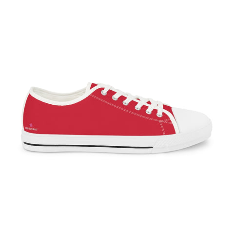 Bright Red Men's Sneakers, Solid Color Modern Minimalist Best Breathable Designer Men's Low Top Canvas Fashion Sneakers With Durable Rubber Outsoles and Shock-Absorbing Layer and Memory Foam Insoles (US Size: 5-14)