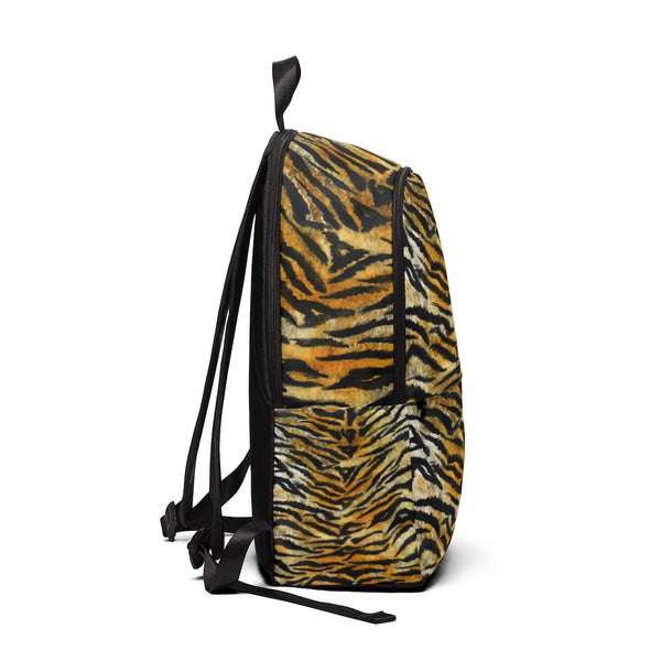 Brown Tiger Stripe Animal Skin Unisex Large Size Waterproof Fabric Designer Backpack-Backpack-One Size-Heidi Kimura Art LLC