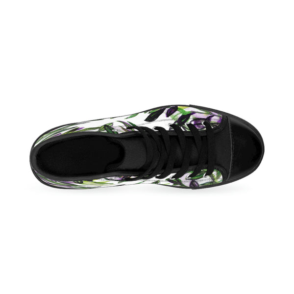 Tropical Leaves Print Men's Sneakers, Designer Men's High Top Sneakers