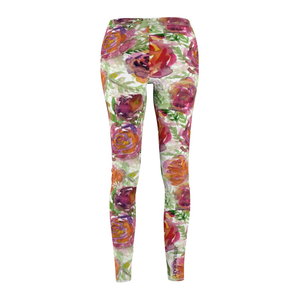 Floral Rose Print Casual Leggings