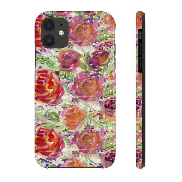 Dark Purple Garden Rose Floral Print Phone Case, Flower Case Mate Tough Phone Cases-Made in USA - Heidikimurart Limited 