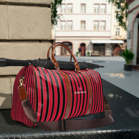 Red Stripes Waterproof Travel Bag