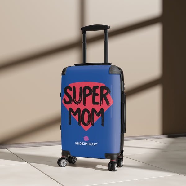 Super Mom Cabin Suitcase, Best Super Mom's Small Premium Best Designer Carry On Polycarbonate Front and Hard-Shell Durable Small 1-Size Carry-on Luggage With 2 Inner Pockets & Built in Lock With 4 Wheel 360° Swivel and Adjustable Telescopic Handle - Made in USA/UK (Size: 13.3" x 22.4" x 9.05", Weight: 7.5 lb) Unique Cute Carry-On Best Personal Travel Bag Custom Luggage - Gift For Him or Her 