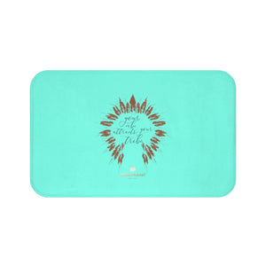 Turquoise Blue "Your Vibe Attracts Your Tribe", Inspirational Bath Mat- Printed in USA-Bath Mat-Large 34x21-Heidi Kimura Art LLC