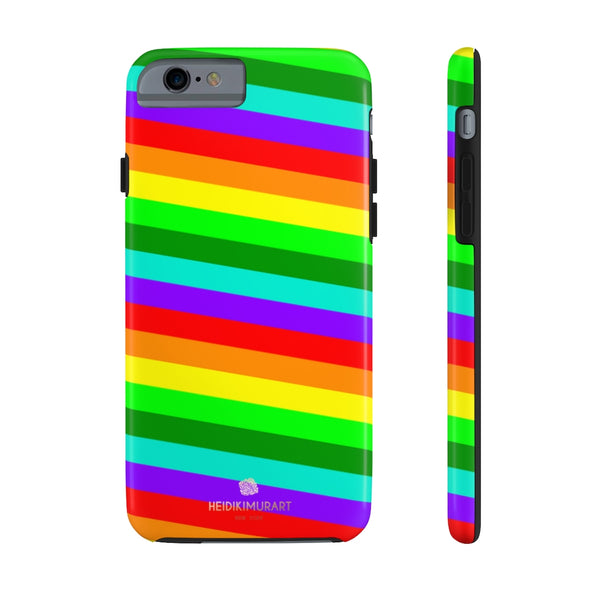 Rainbow Stripe Gay Pride iPhone Case, Colorful Case Mate Tough Samsung Galaxy Phone Cases-Phone Case-Printify-iPhone 6/6s Tough-Heidi Kimura Art LLC