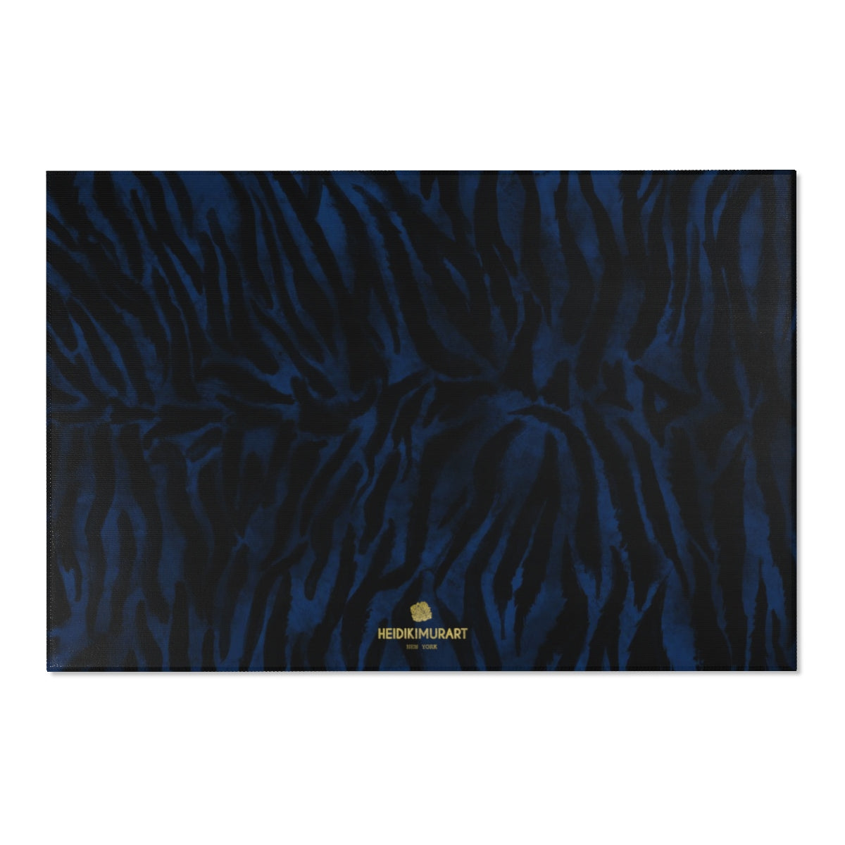 Navy Blue Black Tiger Stripe Animal Print Designer Indoor Area Rug - Printed in USA-Area Rug-72" x 48"-Heidi Kimura Art LLC