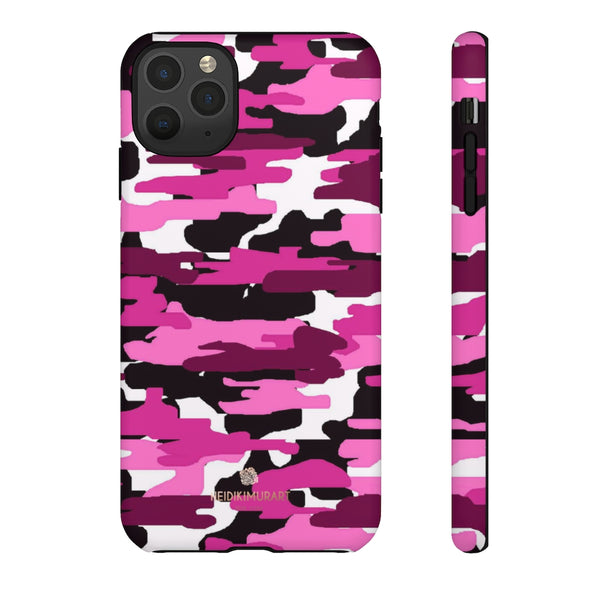 Pink Camouflage Print Phone Case, Tough Designer Phone Case -Made in USA-Phone Case-Printify-iPhone 11 Pro Max-Matte-Heidi Kimura Art LLC