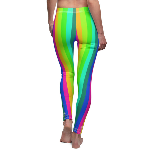 Rainbow Striped Women's Casual Leggings, Gay Pride Best Vertical Stripes Tights-All Over Prints-Printify-Heidi Kimura Art LLC