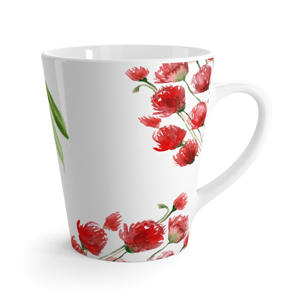 Red Poppy Flowers Floral Print Latte 12 Oz Coffee Tea Mug Cup Coffee- Made in USA-Mug-12oz-Heidi Kimura Art LLC