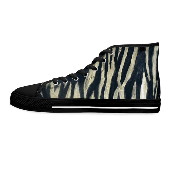 Black Tiger Ladies' High Tops, Tiger Striped Best Women's High Top Sneakers