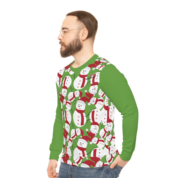 Christmas Snowman Green Lightweight Sweatshirt, Men's Christmas Shirt