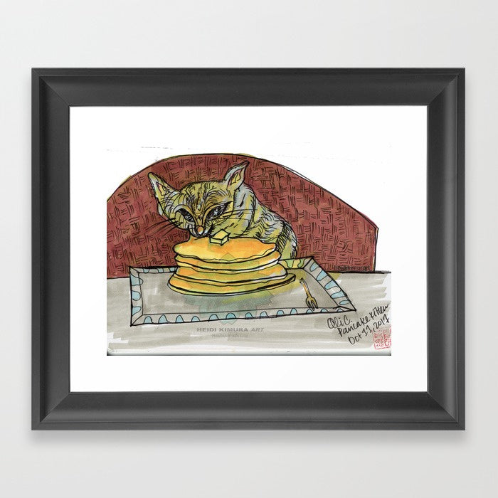 Pancake Grey Cat Kitten Cute Art Print - Designed and Made in the USA-Art Print-Heidi Kimura Art LLC