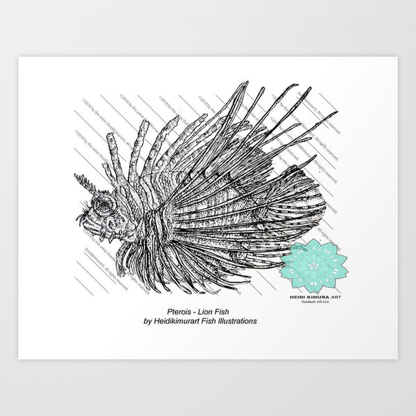 Lion Fish Pointillism Art Print - Made and Designed in the USA-Art Print-Heidi Kimura Art LLC