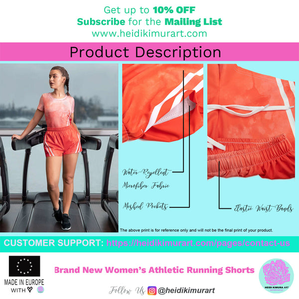 Red Plaid Ladies Shorts, Scottish Tartan Print Women's Athletic Short Shorts-Made in EU-Women's Athletic Shorts-Printful-Heidi Kimura Art LLC