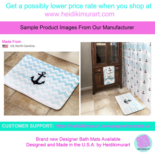 Dark Blue Cat Print Bath Mat, Premium Soft Microfiber Fine Bathroom Rug- Printed in USA-Bath Mat-Heidi Kimura Art LLC