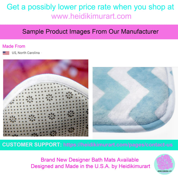 Pink Tartan Plaid Print Designer Bathroom Anti-Slip Microfiber Bath Mat-Made in USA-Bath Mat-Heidi Kimura Art LLC