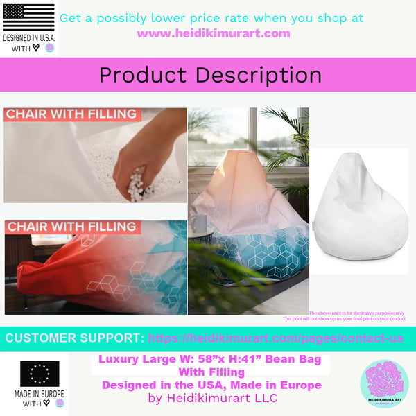 Emerald Diamond Print Water Resistant Polyester Bean Sofa Bag Chair - Made in EU-Bean Bag-Heidi Kimura Art LLC