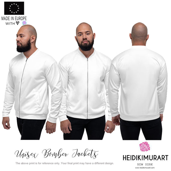 White Black Striped Bomber Jacket, Modern Unisex Fit Jacket For Men/Women-Made in EU-Unisex Bomber Jacket-Printful-Heidi Kimura Art LLC