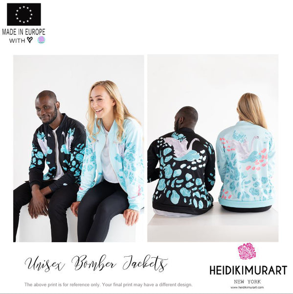 Pink Stripe Bomber Jacket, Modern Designer Unisex Jacket For Men or Women-Made in EU-Unisex Bomber Jacket-Printful-Heidi Kimura Art LLC