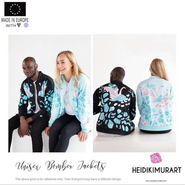 Snakeskin Print Unisex Bomber Jacket, Reptile Snake Skin Designer Fleece Jacket-Made in EU - Heidikimurart Limited 