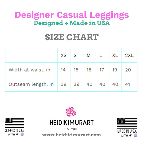 Pink Green Floral Wreath Print Women's Designer Casual Leggings - Made in USA-Casual Leggings-Heidi Kimura Art LLC