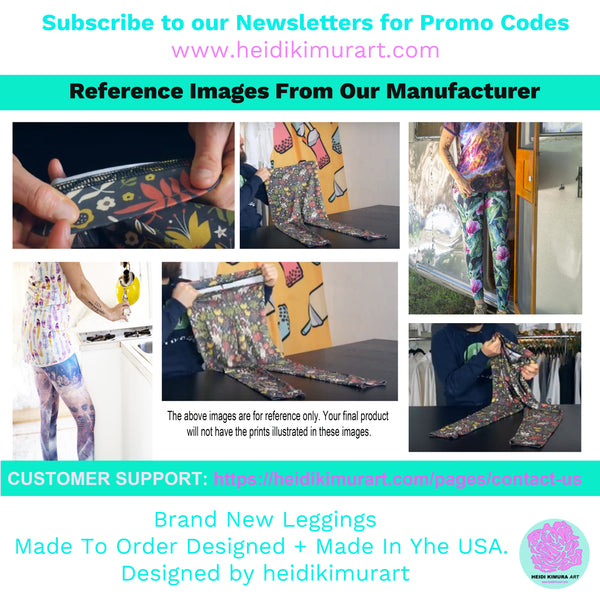 Emerald Green Rose Floral Print Women's Tights / Casual Leggings - Made in USA (US Size: XS-2XL)-Casual Leggings-Heidi Kimura Art LLC