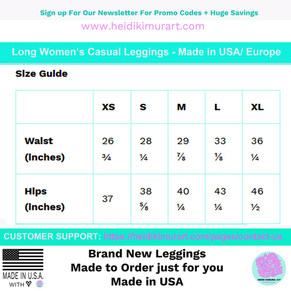 Turquoise Blue Rose Floral Print Women's Long Casual Leggings- Made in USA-Casual Leggings-Heidi Kimura Art LLC