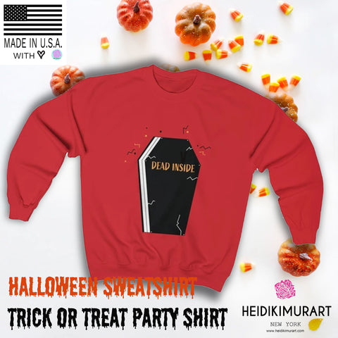 Dead Inside Coffin Halloween Party Unisex Premium Crewneck Sweatshirt-Made in USA-Long-sleeve-Heidi Kimura Art LLC