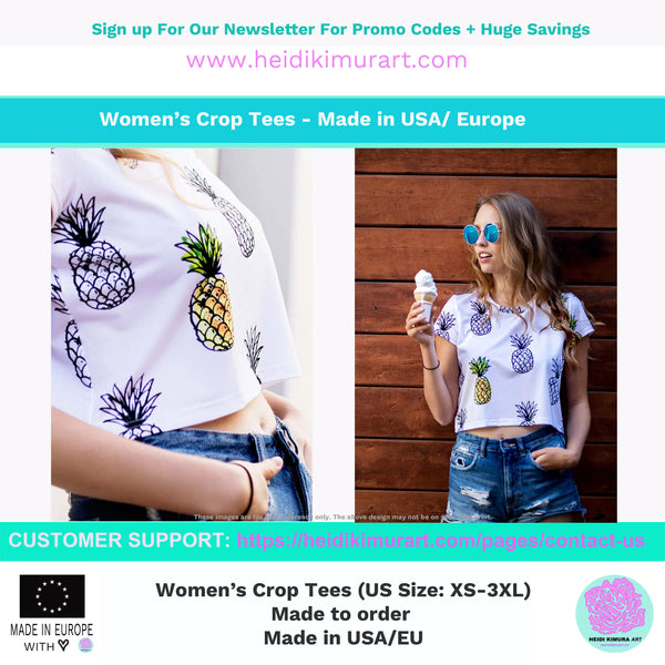 White Star Pattern Crop Tee, Star Print Women's Crop Short Best T-Shirt-Made in USA/EU-Crop Tee-Printful-Heidi Kimura Art LLC