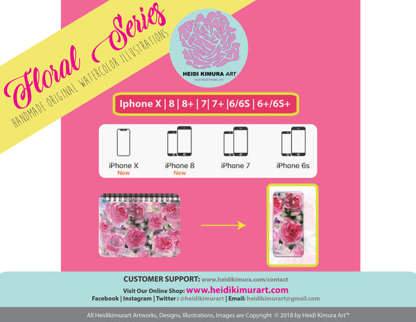 Red Rose Queen, iPhone X | XS | XR | XS Max | 8 | 8+ | 7| 7+ |6/6S | 6+/6S+ Case- Made in USA-Phone Cases-Heidi Kimura Art LLC