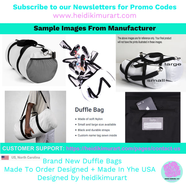 African Tribal Print Duffel Bag, Black Gold All Day Small Or Large Size Bag, Made in USA-Duffel Bag-Heidi Kimura Art LLC