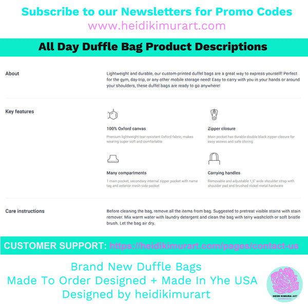 Black Geometric Duffel Bag, African Tribal Pattern Small/ Large Size Duffel Bag-Made in USA-Duffel Bag-Heidi Kimura Art LLC