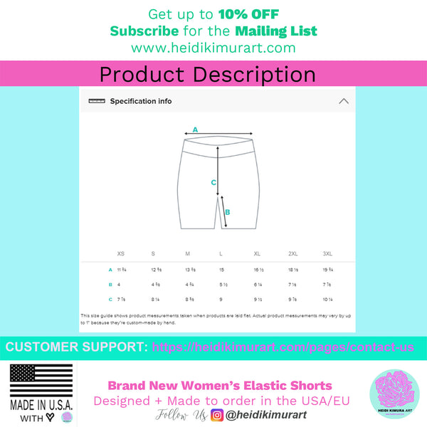 Curvy Women's Shorts, Abstract Wavy Blue White Short Tights For Ladies-Made in USA/EU