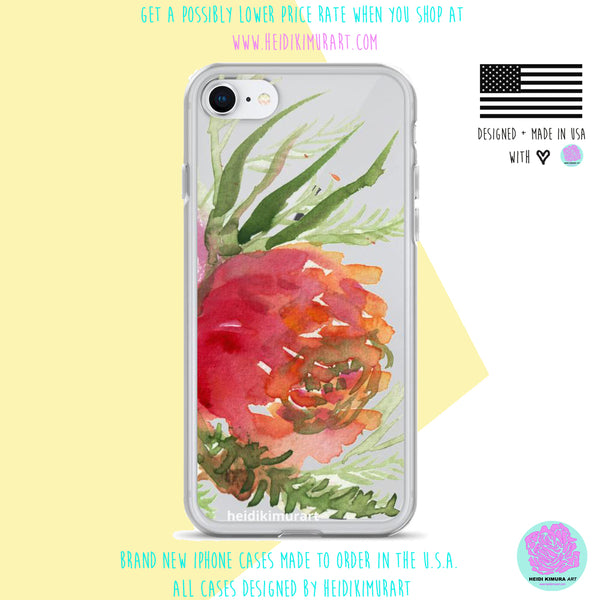 Orange Red Rose Floral Print, iPhone X | XS | XR | XS Max | 8 | 8+ | 7| 7+ |6/6S | 6+/6S+ Case- Made in USA-Phone Cases-iPhone 11-Heidi Kimura Art LLC
