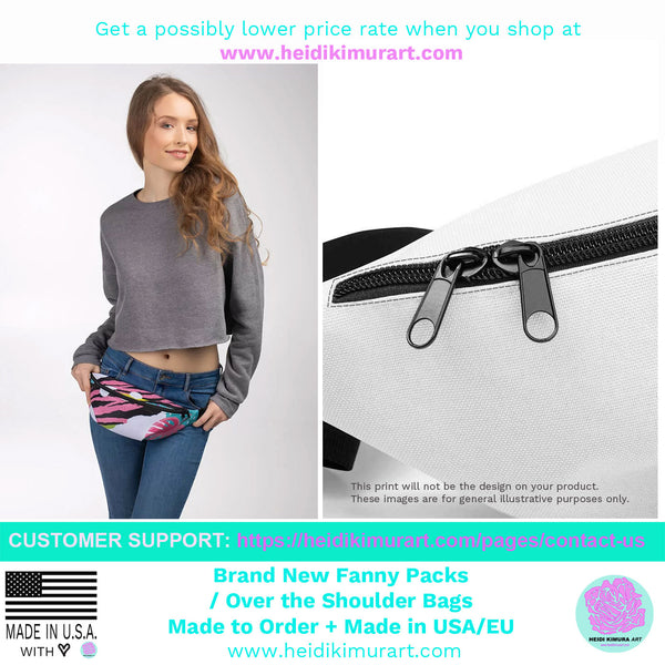 Rainbow Ombre Print Designer Fanny Pack Shoulder Belt Adjustable Bag- Made in USA/EU-Fanny Pack-Heidi Kimura Art LLC