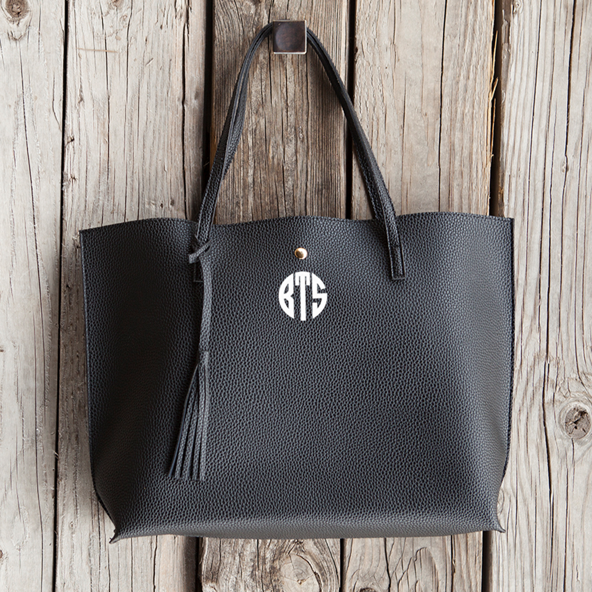 Personalized Custom Black/Pink/Bronze/Blue Monogram Handbags Tote Best Work Bag-Monogrammed Work Bag-Black-Curly-Heidi Kimura Art LLC