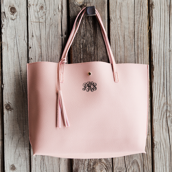 Personalized Custom Black/Pink/Bronze/Blue Monogram Handbags Tote Best Work Bag-Monogrammed Work Bag-Pink-Curly-Heidi Kimura Art LLC