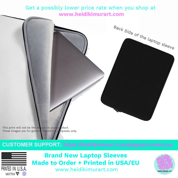 Pink Leopard Animal Print Cute Designer Laptop Sleeve Cover Protective Case-Made in USA/EU-Laptop Sleeve-Heidi Kimura Art LLC
