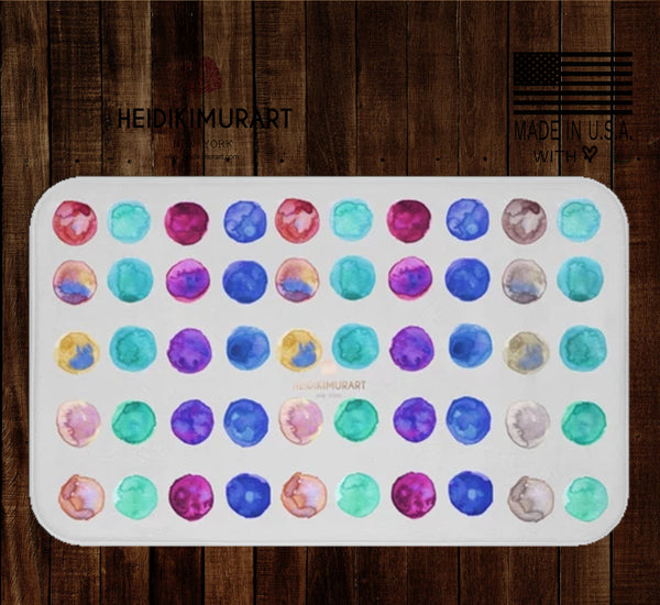 Light Gray Modern Colorful Polka Dots Print 34"x21", 24"x17" Bath Mat - Made in USA-Bath Mat-Heidi Kimura Art LLC