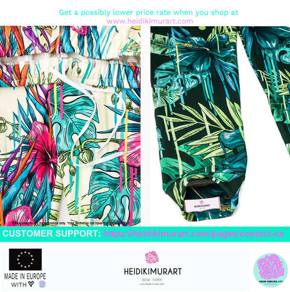 Dark Blue Floral Men's Joggers, Abstract Designer Comfortable Pants For Men-Made in EU/MX - Heidikimurart Limited 