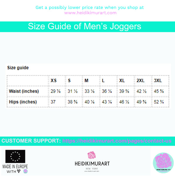 Black White Buffalo Print Men's Joggers, Plaid Print Designer Stylish Sweatpants -Made in EU-Men's Joggers-Heidi Kimura Art LLC