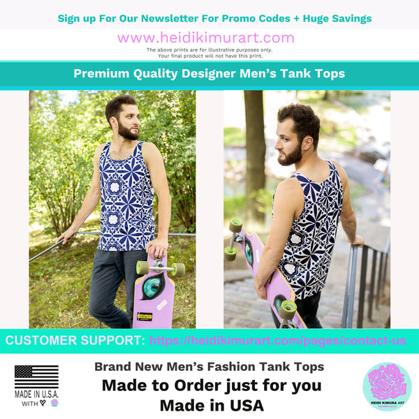 Blue Polka Dots Tank Top, Unisex Classic Dotted Tanks For Men or Women-Made in USA/EU