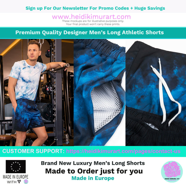 Designer Premium Black White Vertical Stripe Print Men's Athletic Long Shorts-Made in EU-Men's Long Shorts-Heidi Kimura Art LLC