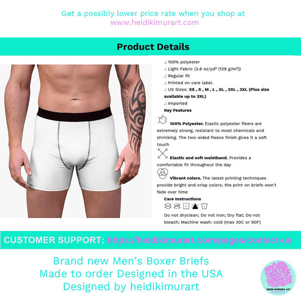 Blue Christmas Candy Cane Print Premium Men's Boxer Briefs Underwear-Men's Underwear-Heidi Kimura Art LLC