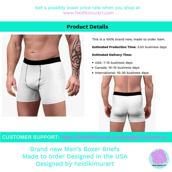 Men's White Boxer Briefs, Elastic Modern Minimalist Basic Essential Sexy Underwear For Men-Men's Underwear-Printify-ArtsAdd-Heidi Kimura Art LLC