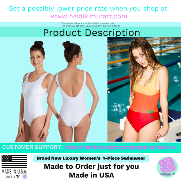 Yellow Striped Women's Swimwear, One-Piece Swimsuit- Made in USA/EU (US Size: XS-3XL)-One-piece swimwear-Printful-Heidi Kimura Art LLC