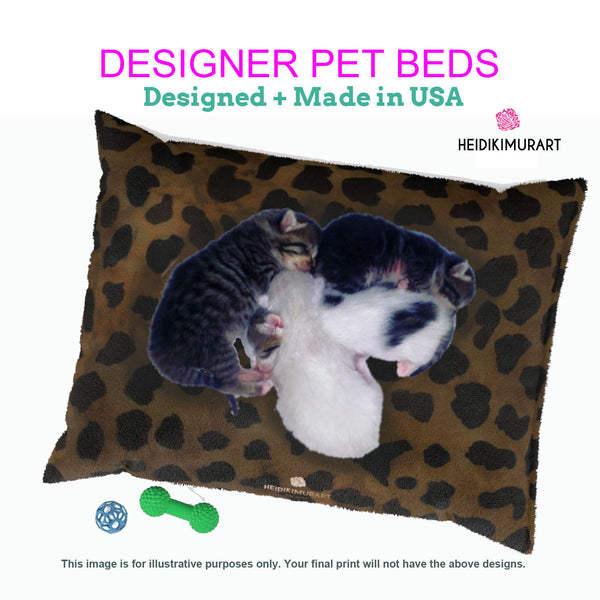 Purple Cat Pet Bed, Solid Color Machine-Washable Pet Pillow With Zippers-Printed in USA - Heidikimurart Limited 