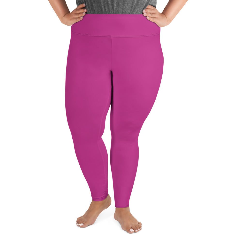Gum Hot Solid Pink Tights, Best Premium Women's Plus Size Leggings Yoga  Pants -Made in USA/EU